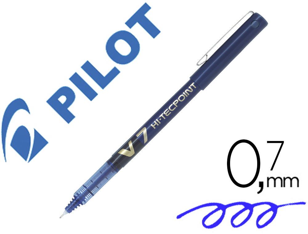 STYLO PILOT V7 CRITURE MOYENNE 0.7MM CLIP MTAL ENCRE LIQUIDE NIVEAU VISIBLE POINTE INDFORMABLE TRAIT 0.5 MM COL BLEU