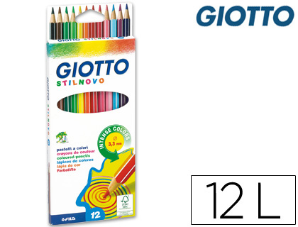 CRAYON COULEUR GIOTTO STILNOVO HEXAGONAL 6.8MM MINE QUALIT SUPRIEURE 3.3MM COLORIS VIFS INTENSES TUI CARTON 12 UNITS