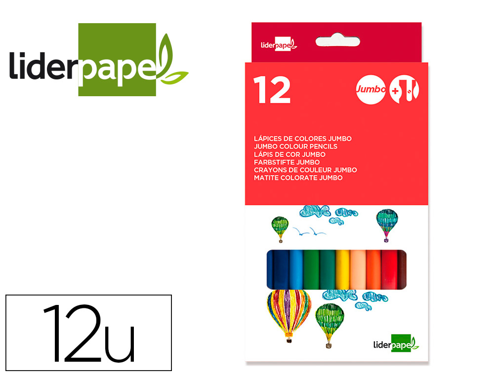 CRAYON COULEUR LIDERPAPEL TRIANGULAIRE JUMBO MINE EXTRA-RSISTANTE 174.5MM TAILLE-CRAYON OFFERT TUI CARTON 12 UNITS