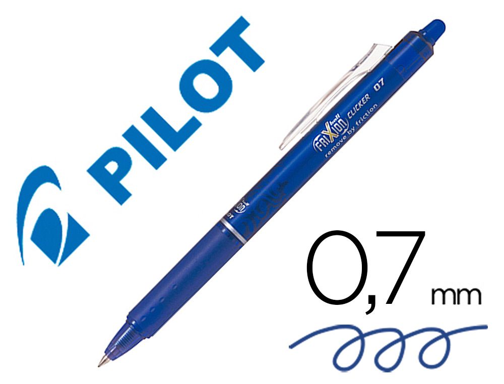 ROLLER PILOT FRIXION CLICKER CRITURE MOYENNE 0.35MM ENCRE EFFAABLE GOMME SERTIE GRIP PREHENSION RECHARGEABLE BLEU