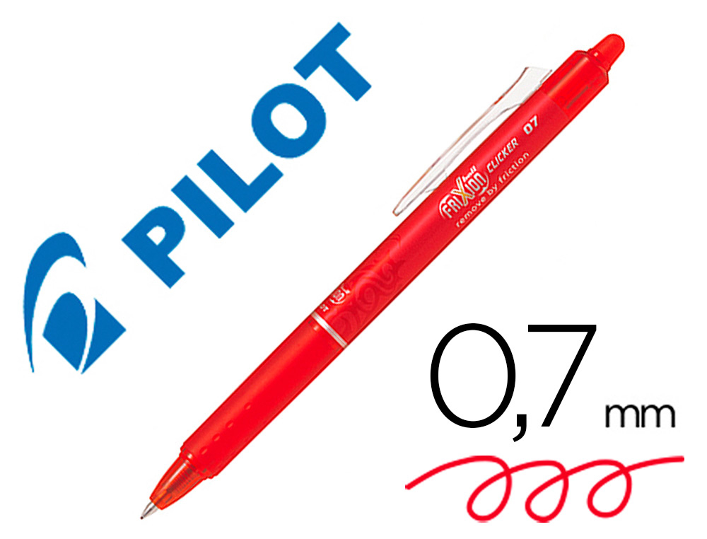 ROLLER PILOT FRIXION CLICKER CRITURE MOYENNE 0.35MM ENCRE EFFAABLE GOMME SERTIE GRIP PREHENSION RECHARGEABLE ROUGE