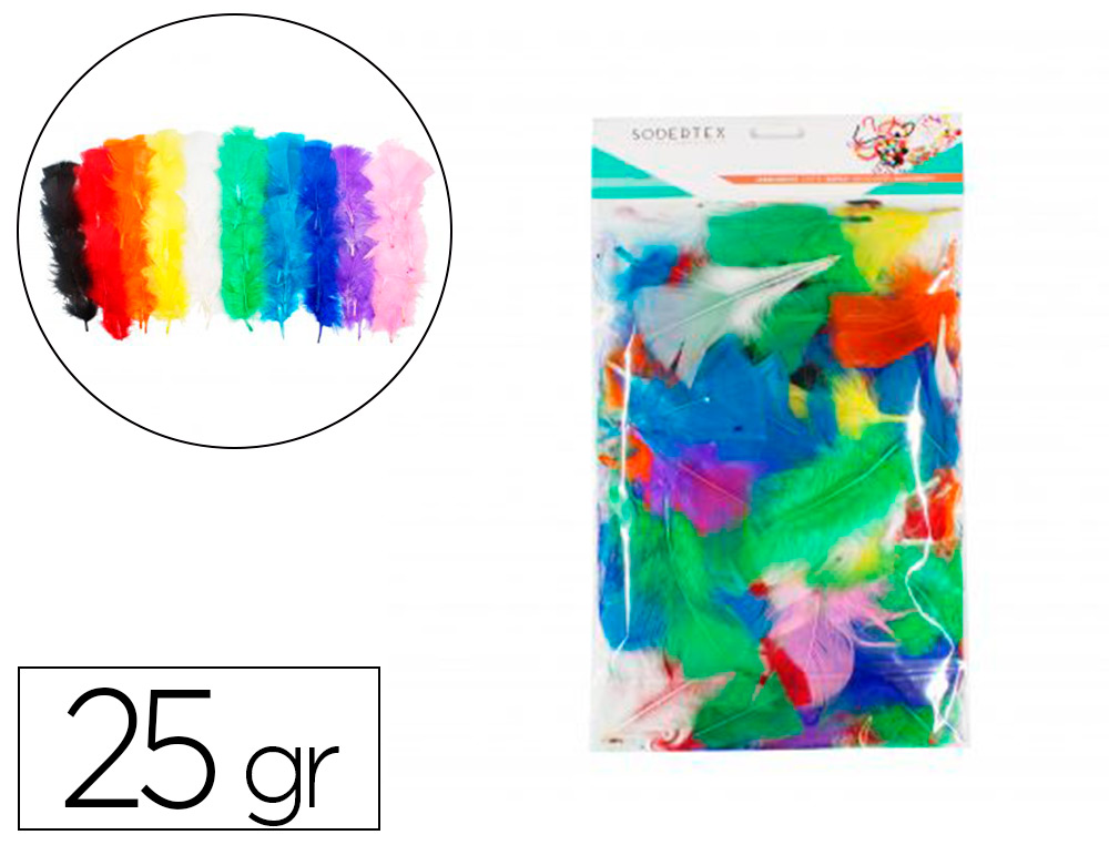 PLUMES DE DINDE SODERTEX MULTICOULEURS THEME           MULTICOLOR 25G 12 A 18 CM 10  COLORIS ASSORTIS
