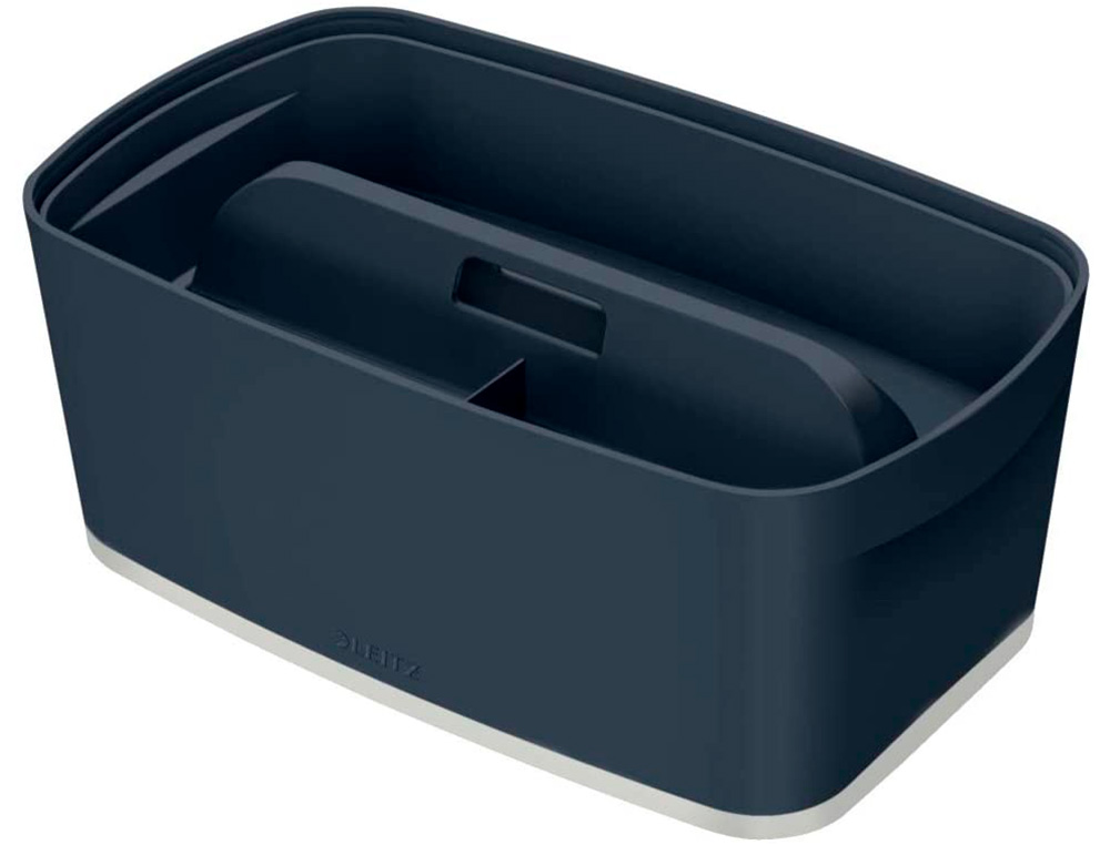 BOITE DE RANGEMENT LEITZ COSY MY BOX PETIT FORMAT AVEC COUVERCLE + ORGANISATEUR POIGNEE COLORIS GRIS