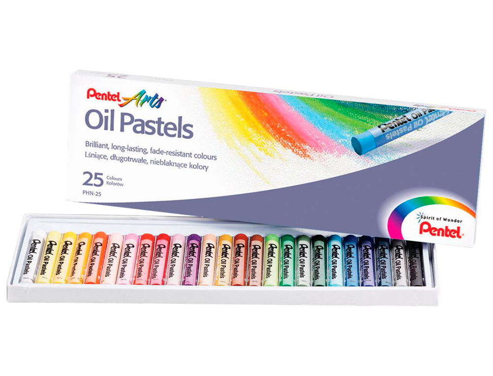 PASTEL HUILE PENTEL CORPS ROND ENROBAGE PAPIER NON SALISSANT DIAMTRE 8MM BOTE 25 UNITS