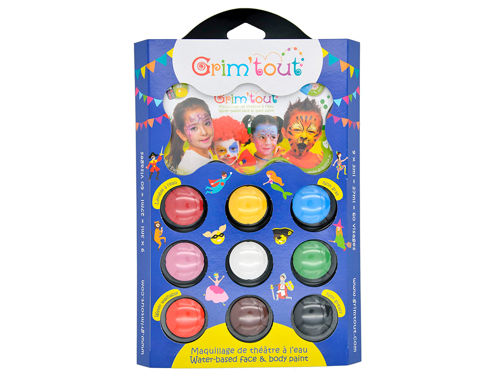 PALETTE MAQUILLAGE OZ INTERNATIONAL CARNAVAL GRIM'TOUT CONTIENT 1 ÉPONGE 1 PINCEAU 1 GUIDE 9 COLORIS ASSORTIS