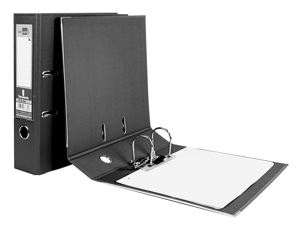 CLASSEUR LEVIER LIDERPAPEL A4 DOCUMENTA CARTON REMBORDÉ 1,9MM DOS 75MM RADO MÉTALLIQUE COLORIS NOIR