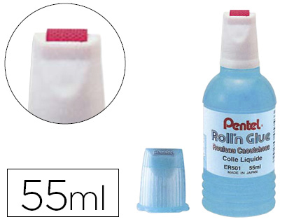 COLLE PENTEL ROLL'N GLUE ROULETTE CAOUTCHOUC INODORE LAVABLE TRANSPARENTE FLACON DE 55ML