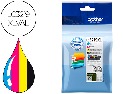 CARTOUCHE BROTHER JET D'ENCRE LC3219XL PACK 4 COLORIS NOIR JAUNE CYAN ET MAGENTA 3000P