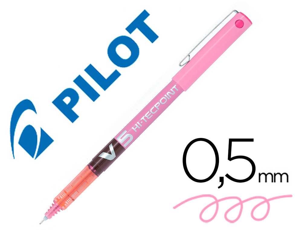 STYLO PILOT V5 CRITURE FINE 0.3MM CLIP MTAL ENCRE LIQUIDE NIVEAU VISIBLE POINTE INDFORMABLE COLORIS ROSE