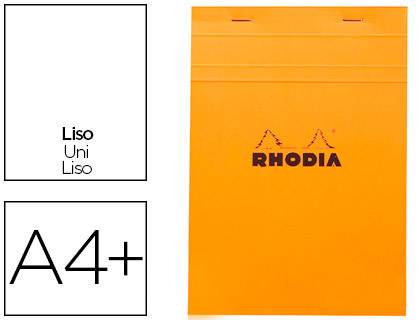 BLOC BUREAU RHODIA A4+ PAPIER VLIN SURFIN COUVERTURE ENDUITE ENVELOPPANTE 210X297MM 80F DTACHABLES 80G ORANGE