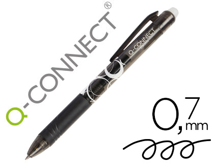 ROLLER Q-CONNECT CRITURE MOYENNE 0.7MM ENCRE EFFAABLE GRIP PRHENSION GOMME SERTIE COLORIS NOIR