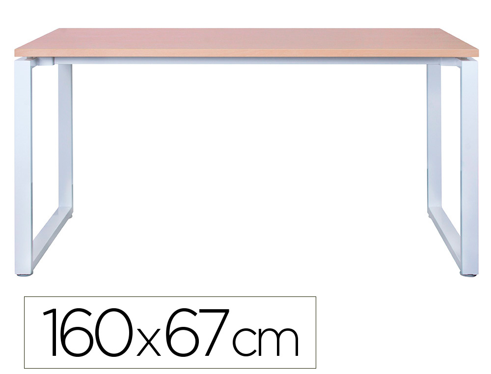 BUREAU MT INTERNATIONAL PLATEAU HETRE MELAMINE 25MM   PIETEMENT BENCH TYPE O        COLORIS BLANC 160X67CM