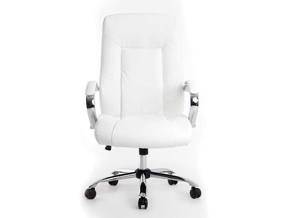 FAUTEUIL DE DIRECTION Q-CONNECT VERONA SIMILI CUIR BASE ACIER CHROME HAUTEUR MAX 1210MM LARGEUR 650MM PROF 730MM BLANC