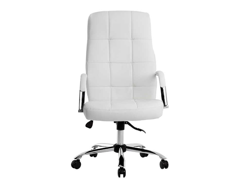 FAUTEUIL DE DIRECTION Q-CONNECT PIAVE SIMILI CUIR BASE ACIER CHROME HAUTEUR MAX 1250MM LARGEUR 610MM PROF 700MM BLANC