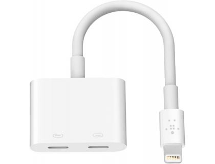 ADAPTATEUR BELKIN DOUBLE LIHTNING AUDIO ROCKSTAR AVEC  REHCARGE COMPATIBLE IPHONE/   IPADS