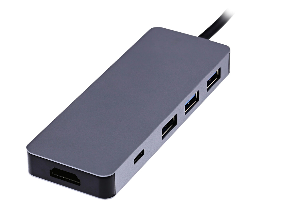 ADAPTATEUR T'NB USB PLUG & PLAY SANS INSTALATION 6 EN 1  PORTS 3 X USB3,0 + 1 HDMI + 2 USB C COLORIS GRIS SIDERAL