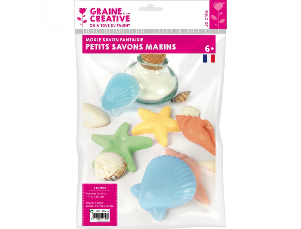 LOT MOULES FANTAISIES POUR PETITS SAVONS GRAINE CREATIVE 6 FORMES MARINES ASSORTIES