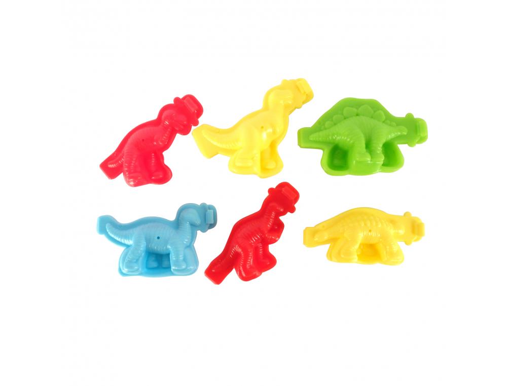 LOT MOULES 3D DINOSAURES GRAINE CREATIVE POUR PATE A   MODELER 2 FACES 6 UNITES      COLORIS ASSORTIS