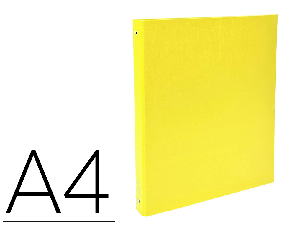 CLASSEUR EXACOMPTA 4 ANNEAUX A4 CAPACITE 225 FEUILLES      CARTE REMBORDEE PVC DOS DE 40 MM DIM 32X26 CM COLORIS JAUNE