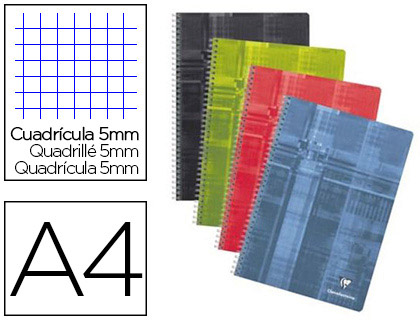 CAHIER CLAIREFONTAINE PAPIER VLIN VELOUT COUVERTURE PELLICULE RELIURE INTGRALE A4 21X29,7CM 180 PAGES 90G 5X5MM