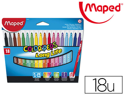 FEUTRE COLORIAGE MAPED COLOR'PEPS TRIANGULAIRE ENCRE ULTRA-LAVABLE CAPUCHON VENTIL POINTE BLOQUE POCHETTE 18 UNITS