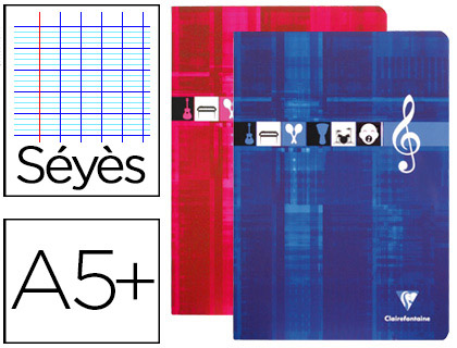 CAHIER MUSIQUE CHANT PIQU CLAIREFONTAINE PAPIER VLIN VELOUT COUVERTURE PELLICULE 17X22CM 56 PAGES 90G 28 SYS