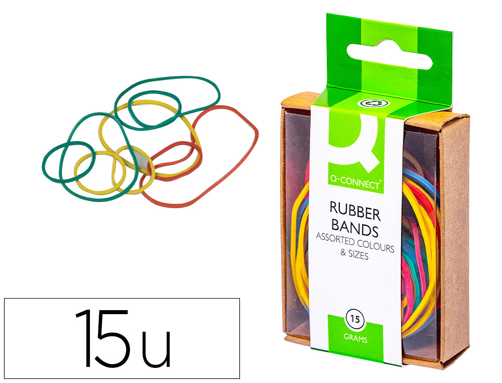 BRACELET CAOUTCHOUC Q-CONNECT 4MM ET 80MM COLORIS ASSORTIS BOTE DISTRIBUTRICE 15G