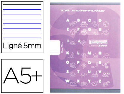 CAHIER CLAIREFONTAINE MATERNELLE COUVERTURE CARTE OFFSET 17X22CM 32 PAGES 16 DOUBLE LIGNE 5MM/16 UNIES 90G VIOLET