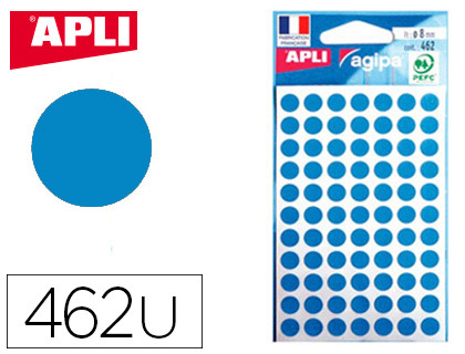 PASTILLE ADHSIVE APLI AGIPA DIAMTRE 8 MM COLORIS BLEU POCHETTE 462 UNITS