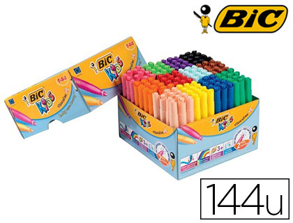 FEUTRE BIC KIDS VISACOLOR XL COLORIAGE POINTE EXTRA-LARGE BLOQUE COULEURS VIVES COFFRET SCOLAIRE 144 UNITS