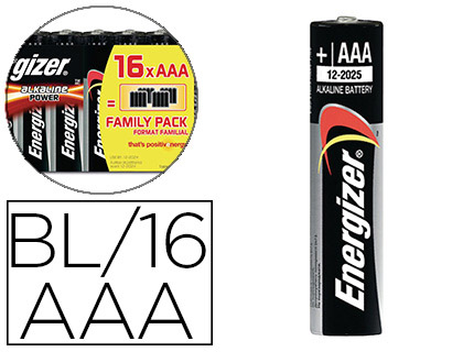 PILE ENERGIZER ALCALINE POWER I.C.E. LR03 TAILLE AAA BLISTER 16 UNITS