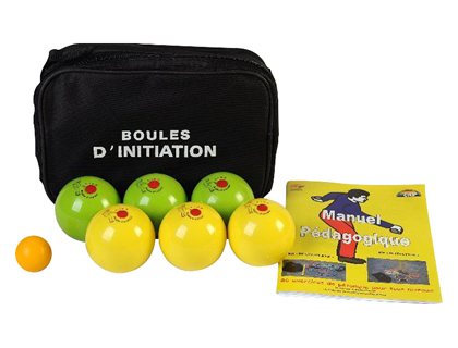 BOULE DE PTANQUE PLASTICO ROTOTECH EN PVC CONFORME CIEP DIAMTRE 65MM 400G COLORIS ANIS/CITRON SET DE 6 UNITS