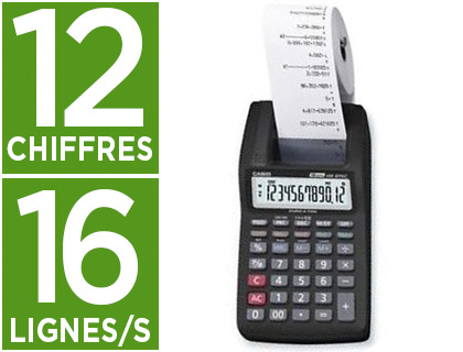 CALCULATRICE CASIO HR 8 TEC IM PRIMANTE PORTABLE 98X195X39MM 350G 12 CHIFFRES COLORIS NOIR