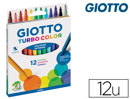 FEUTRE COLORIAGE GIOTTO TURBO COLOR ULTRA LONGUE DURE POINTE BLOQUE POLYESTER INDFORMABLE TUI ACCROCHABLE 12 UNITS