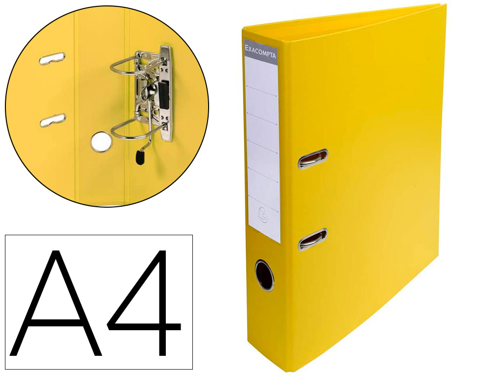 CLASSEUR LEVIER EXACOMPTA CARTON RECOUVERT PVC A4 32X29CM DOS 7CM TIQUETTE PORTE-TIQUETTE COLORIS JAUNE