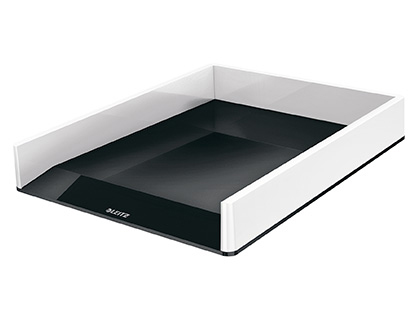 CORBEILLE COURRIER LEITZ WOW DUAL POLYSTYRENE SUPERPOSABLE LARGE OUVERTURE AVANT         CAPACITE 300F COLORIS NOIR