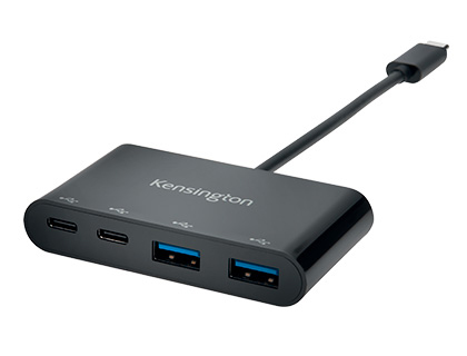 HUB CHARGEUR KENSINGTON CH1000 4 PORTS USB 3.1 2      USB-A ET 2 USB-C VITESSE      TRANSFERT 5GB/S INSTALLATION