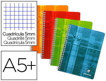 CAHIER CLAIREFONTAINE PAPIER VLIN VELOUT COUVERTURE PELLICULE RELIURE INTGRALE A5+ 17X22CM 180 PAGES 90G 5X5MM