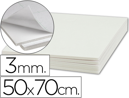 CARTON ENTRECOLLE LIDERPAPEL ADHESIF 50X70CM EPAISSEUR 3MM UNICOLORE BLANC