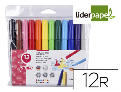 FEUTRE COLORIAGE LIDERPAPEL JUMBO LONGUEUR CRITURE 800M POINTE NYLON 5MM DIAMTRE TUI PLASTIQUE 12 UNITS